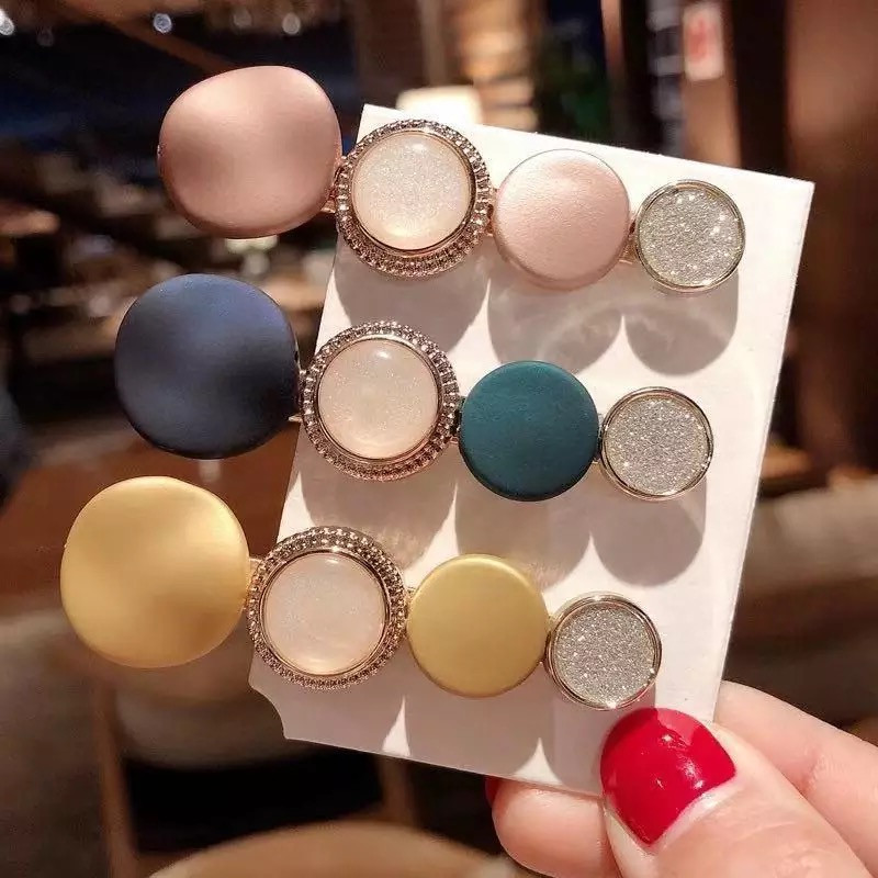 Candy Akril Barrettes Clip Hajtűk Kiegészítők Női Elegáns Japán Geometrikus Kerek Kis Hajfogók Aranyos Fejfedők Hajtűk Ajándék