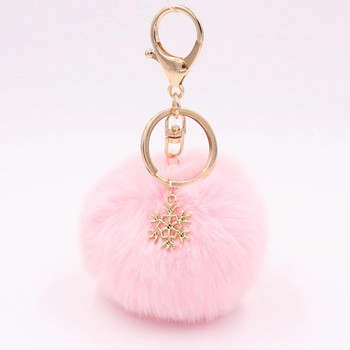 Γούνα Pom Pom Snow Furry Ball Μπρελόκ Faux Fur Keychain Porte Clef Pom-pom De Fourrure Fluffy Bag Charms Μπρελόκ κουνελιού