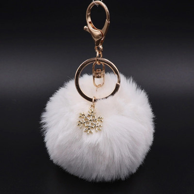 Γούνα Pom Pom Snow Furry Ball Μπρελόκ Faux Fur Keychain Porte Clef Pom-pom De Fourrure Fluffy Bag Charms Μπρελόκ κουνελιού