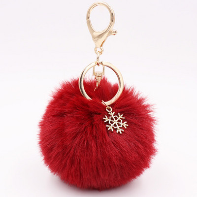 Γούνα Pom Pom Snow Furry Ball Μπρελόκ Faux Fur Keychain Porte Clef Pom-pom De Fourrure Fluffy Bag Charms Μπρελόκ κουνελιού