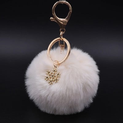 Γούνα Pom Pom Snow Furry Ball Μπρελόκ Faux Fur Keychain Porte Clef Pom-pom De Fourrure Fluffy Bag Charms Μπρελόκ κουνελιού