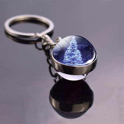 Bijuterii de Crăciun Tema de Crăciun Cabochon din sticlă Breloc Moș Crăciun Model de pom de Crăciun Breloc cu bile de sticlă dublă