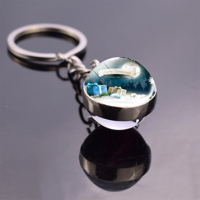 Bijuterii de Crăciun Tema de Crăciun Cabochon din sticlă Breloc Moș Crăciun Model de pom de Crăciun Breloc cu bile de sticlă dublă