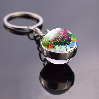 Bijuterii de Crăciun Tema de Crăciun Cabochon din sticlă Breloc Moș Crăciun Model de pom de Crăciun Breloc cu bile de sticlă dublă