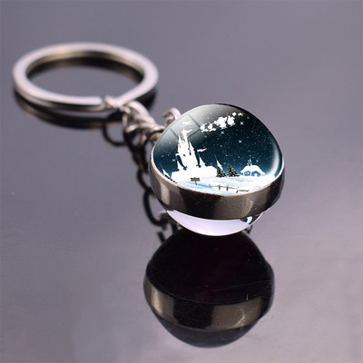 Bijuterii de Crăciun Tema de Crăciun Cabochon din sticlă Breloc Moș Crăciun Model de pom de Crăciun Breloc cu bile de sticlă dublă