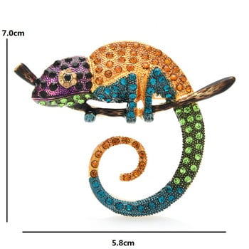 Wuli&baby Big Πολύχρωμες Καρφίτσες Καρφίτσας Lizard Fashion Animal Booch Jewelry Gift 4 Colors Chameleon pins