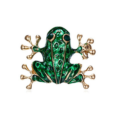 Vii drăguț verde animal broască broască de lux strasuri de culoare aur broșe metal ace pentru femei moda rochie accesorii haine