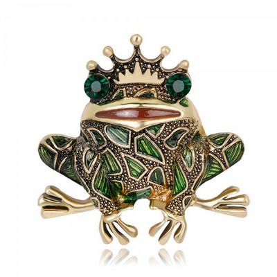 Vii drăguț verde animal broască broască de lux strasuri de culoare aur broșe metal ace pentru femei moda rochie accesorii haine
