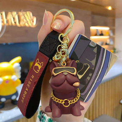 Breloc cu buldog negru, cool, pentru femei, breloc drăguț din rășină pentru câine, accesorii pentru geanți pentru fete, breloc cu farmec pentru mașină, comerț cu ridicata 2022 nou