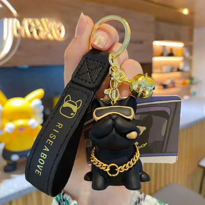Breloc cu buldog negru, cool, pentru femei, breloc drăguț din rășină pentru câine, accesorii pentru geanți pentru fete, breloc cu farmec pentru mașină, comerț cu ridicata 2022 nou