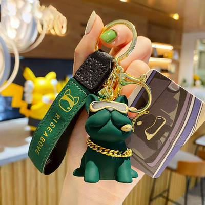 Breloc cu buldog negru, cool, pentru femei, breloc drăguț din rășină pentru câine, accesorii pentru geanți pentru fete, breloc cu farmec pentru mașină, comerț cu ridicata 2022 nou