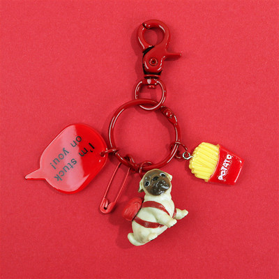 Breloc cu buldog negru, cool, pentru femei, breloc drăguț din rășină pentru câine, accesorii pentru geanți pentru fete, breloc cu farmec pentru mașină, comerț cu ridicata 2022 nou