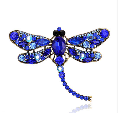 Retro bross kitűző Dragonfly selyem sál gomb Állat bross strassz brosstűk Állati bross női tűk