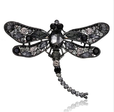 Retro bross kitűző Dragonfly selyem sál gomb Állat bross strassz brosstűk Állati bross női tűk
