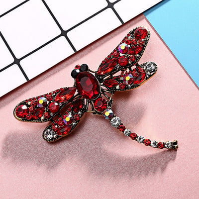 Retro bross kitűző Dragonfly selyem sál gomb Állat bross strassz brosstűk Állati bross női tűk