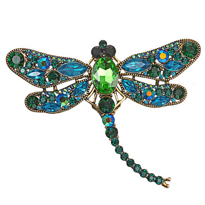 Retro bross kitűző Dragonfly selyem sál gomb Állat bross strassz brosstűk Állati bross női tűk