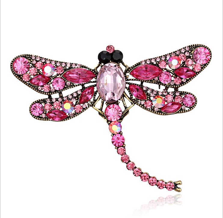 Retro bross kitűző Dragonfly selyem sál gomb Állat bross strassz brosstűk Állati bross női tűk