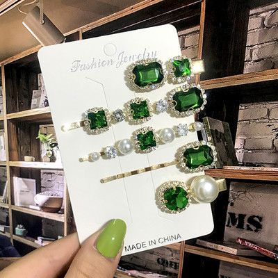 2022 Agrafe de păr cu perle Femei Agrafe de păr geometrice verzi Agrafe pentru cap Acele de păr Bentite Ornamente pentru păr Accesorii