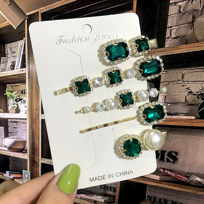 2022 Agrafe de păr cu perle Femei Agrafe de păr geometrice verzi Agrafe pentru cap Acele de păr Bentite Ornamente pentru păr Accesorii