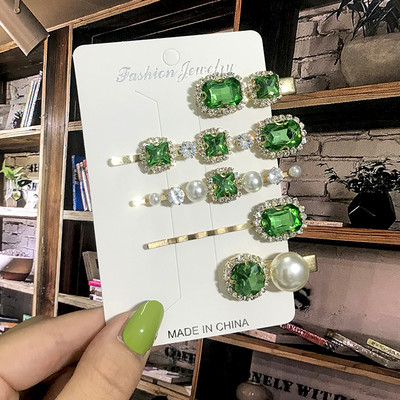 2022 Agrafe de păr cu perle Femei Agrafe de păr geometrice verzi Agrafe pentru cap Acele de păr Bentite Ornamente pentru păr Accesorii