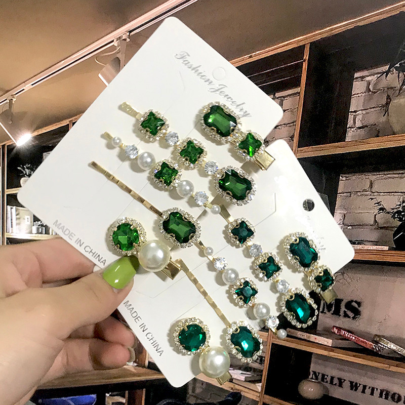 2022 Agrafe de păr cu perle Femei Agrafe de păr geometrice verzi Agrafe pentru cap Acele de păr Bentite Ornamente pentru păr Accesorii