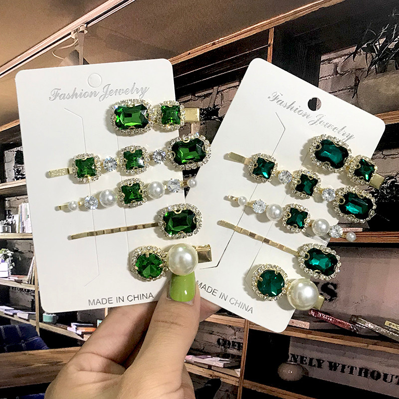 2022 Agrafe de păr cu perle Femei Agrafe de păr geometrice verzi Agrafe pentru cap Acele de păr Bentite Ornamente pentru păr Accesorii