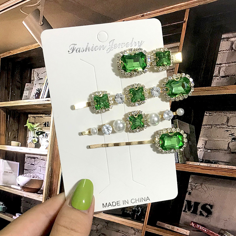 2022 Agrafe de păr cu perle Femei Agrafe de păr geometrice verzi Agrafe pentru cap Acele de păr Bentite Ornamente pentru păr Accesorii