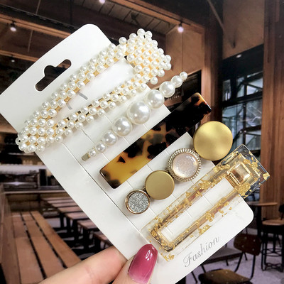 Set de 5 bucăți de agrafe de păr cu cristale perle pentru femei, ace de păr, picături de apă geometrice pentru fete, accesorii de păr, cleme de păr, comerț cu ridicata