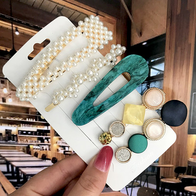 Set de 5 bucăți de agrafe de păr cu cristale perle pentru femei, ace de păr, picături de apă geometrice pentru fete, accesorii de păr, cleme de păr, comerț cu ridicata