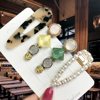 Set de 5 bucăți de agrafe de păr cu cristale perle pentru femei, ace de păr, picături de apă geometrice pentru fete, accesorii de păr, cleme de păr, comerț cu ridicata