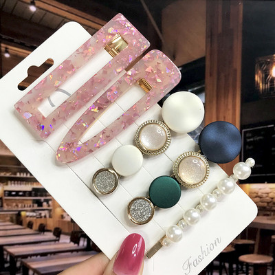 Set de 5 bucăți de agrafe de păr cu cristale perle pentru femei, ace de păr, picături de apă geometrice pentru fete, accesorii de păr, cleme de păr, comerț cu ridicata