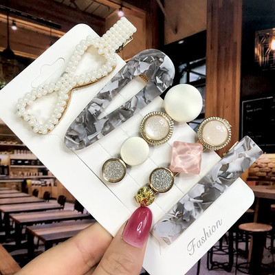 Set de 5 bucăți de agrafe de păr cu cristale perle pentru femei, ace de păr, picături de apă geometrice pentru fete, accesorii de păr, cleme de păr, comerț cu ridicata