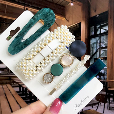 Set de 5 bucăți de agrafe de păr cu cristale perle pentru femei, ace de păr, picături de apă geometrice pentru fete, accesorii de păr, cleme de păr, comerț cu ridicata