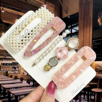 Set de 5 bucăți de agrafe de păr cu cristale perle pentru femei, ace de păr, picături de apă geometrice pentru fete, accesorii de păr, cleme de păr, comerț cu ridicata