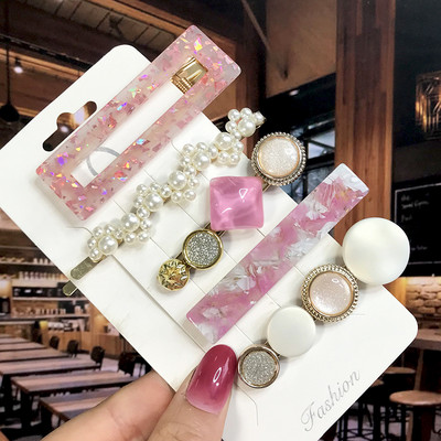 Set de 5 bucăți de agrafe de păr cu cristale perle pentru femei, ace de păr, picături de apă geometrice pentru fete, accesorii de păr, cleme de păr, comerț cu ridicata
