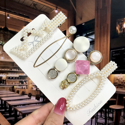 Set de 5 bucăți de agrafe de păr cu cristale perle pentru femei, ace de păr, picături de apă geometrice pentru fete, accesorii de păr, cleme de păr, comerț cu ridicata