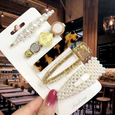 Set de 5 bucăți de agrafe de păr cu cristale perle pentru femei, ace de păr, picături de apă geometrice pentru fete, accesorii de păr, cleme de păr, comerț cu ridicata