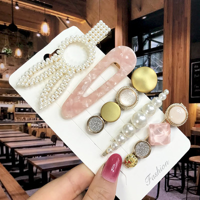 Set de 5 bucăți de agrafe de păr cu cristale perle pentru femei, ace de păr, picături de apă geometrice pentru fete, accesorii de păr, cleme de păr, comerț cu ridicata
