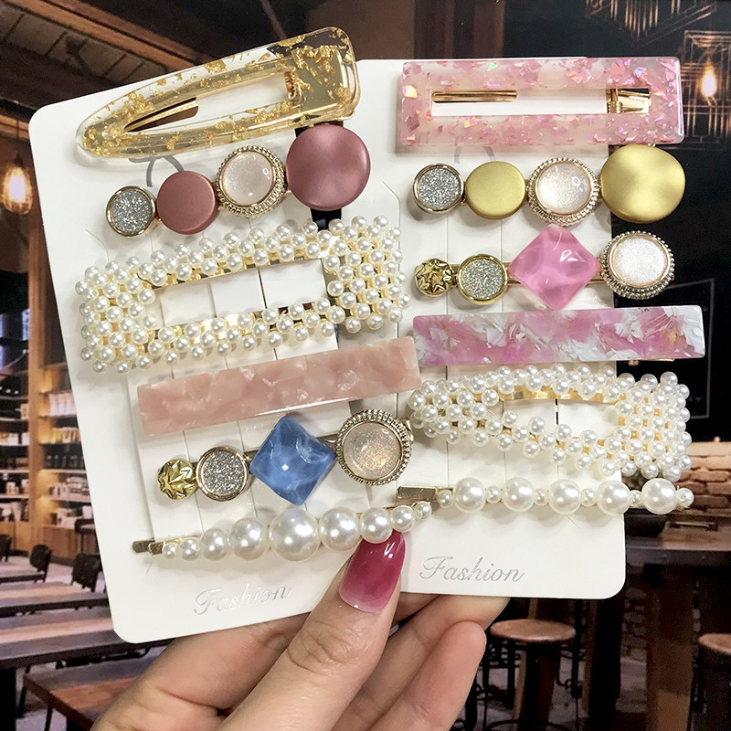 Set de 5 bucăți de agrafe de păr cu cristale perle pentru femei, ace de păr, picături de apă geometrice pentru fete, accesorii de păr, cleme de păr, comerț cu ridicata