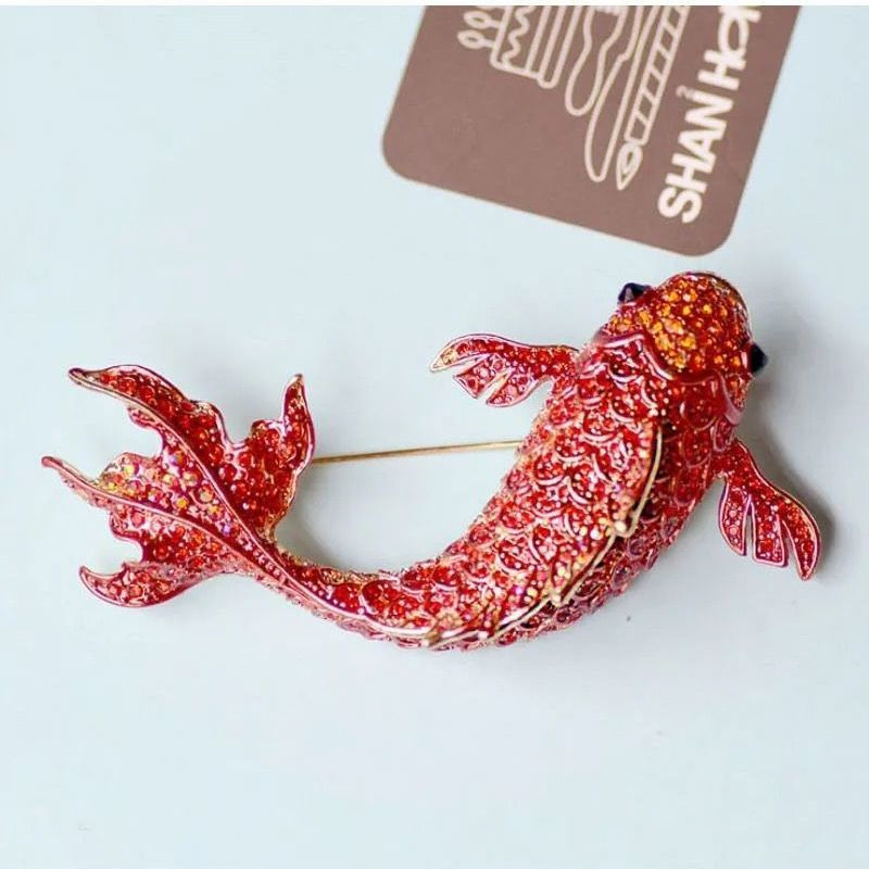 Lejer Lux Creativ Roșu Koi Broșă Ace Femei Anul Honmei Transport Personalitate Corsaj Accesorii
