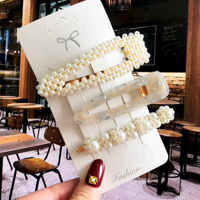 Barrete acrilice Seturi de agrafe de păr cu perle Agrafe de păr geometrice de modă Accesorii de păr Cochiră de păr Fată Agrafă Bobby