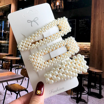 Barrete acrilice Seturi de agrafe de păr cu perle Agrafe de păr geometrice de modă Accesorii de păr Cochiră de păr Fată Agrafă Bobby