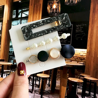 Barrete acrilice Seturi de agrafe de păr cu perle Agrafe de păr geometrice de modă Accesorii de păr Cochiră de păr Fată Agrafă Bobby