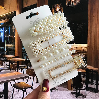 Barrete acrilice Seturi de agrafe de păr cu perle Agrafe de păr geometrice de modă Accesorii de păr Cochiră de păr Fată Agrafă Bobby