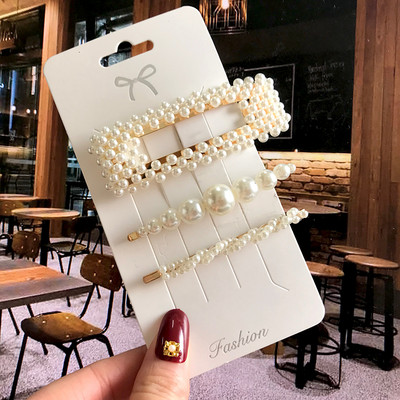 Barrete acrilice Seturi de agrafe de păr cu perle Agrafe de păr geometrice de modă Accesorii de păr Cochiră de păr Fată Agrafă Bobby