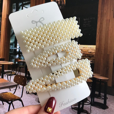 Barrete acrilice Seturi de agrafe de păr cu perle Agrafe de păr geometrice de modă Accesorii de păr Cochiră de păr Fată Agrafă Bobby