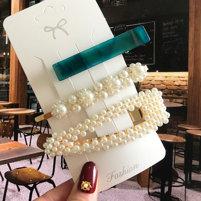 Barrete acrilice Seturi de agrafe de păr cu perle Agrafe de păr geometrice de modă Accesorii de păr Cochiră de păr Fată Agrafă Bobby