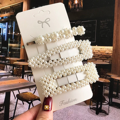 Barrete acrilice Seturi de agrafe de păr cu perle Agrafe de păr geometrice de modă Accesorii de păr Cochiră de păr Fată Agrafă Bobby