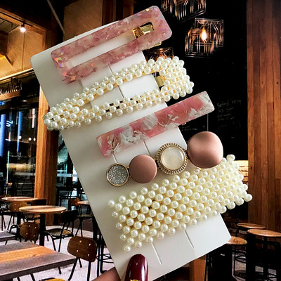 Barrete acrilice Seturi de agrafe de păr cu perle Agrafe de păr geometrice de modă Accesorii de păr Cochiră de păr Fată Agrafă Bobby