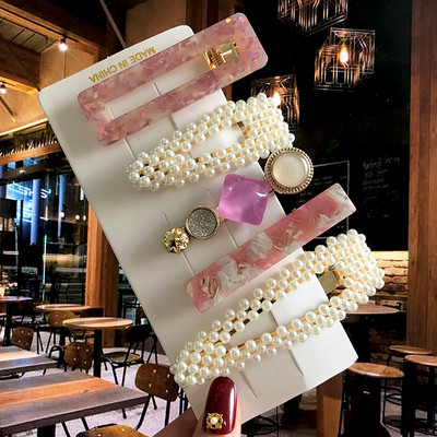 Barrete acrilice Seturi de agrafe de păr cu perle Agrafe de păr geometrice de modă Accesorii de păr Cochiră de păr Fată Agrafă Bobby
